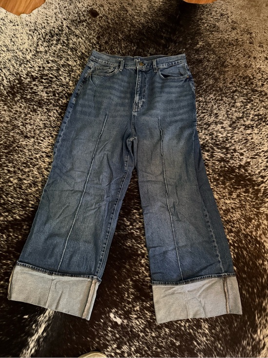 jcpenney Denim - jcpenney Dark Blue Wide-Leg Cuffed Jeans